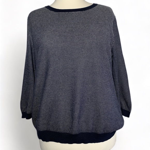 Peter Hahn Women's Knit Jumper Navy White Mix Long Sleeve Pullover Casual UK 22 - Picture 11 of 15